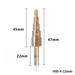 HSS coated step drill bit - 4-12mm / 4-20mm / 4-32 - wood / metal drilling