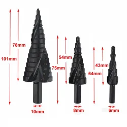 Wiertła stopniowe HSS kobaltowe - spirala azotowa - 4-32mm / 4-20mm / 4-12mmBity i wiertła