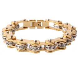 Motorketting - armband - met kristallen - unisexArmbanden