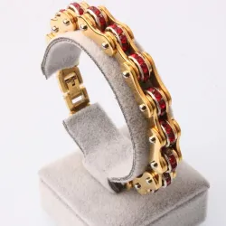 Motorketting - armband - met kristallen - unisexArmbanden