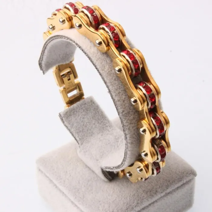 Motorketting - armband - met kristallen - unisexArmbanden