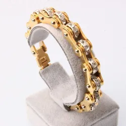 Motorketting - armband - met kristallen - unisexArmbanden
