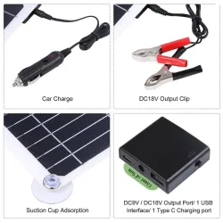 Zestaw panelu słonecznego - ładowarka baterii - podwójny USB - 250W - z kontrolerem - do samochodu / jachtu / smartfonówPanel...