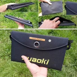 Solpanel - batteriladdare - hopfällbar - vattentät - dubbla 5V/2.1A USB - 25W