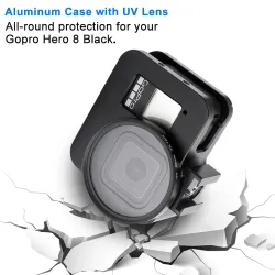 GoPro Hero 8 protective case - aluminum frame - with UV lens filter