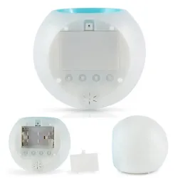 Round LED alarm clock - colorful glowing backlight - thermometer - calendar - date