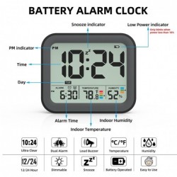 Digital alarm clock - dual smart alarm - with workdays / weekends setting / snooze - battery operated