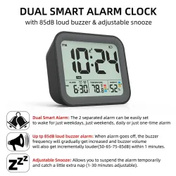 Digital alarm clock - dual smart alarm - with workdays / weekends setting / snooze - battery operated