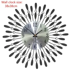 Moderne wandklok - zonvorm - met kristallen decoratie - 38 * 38cmKlokken