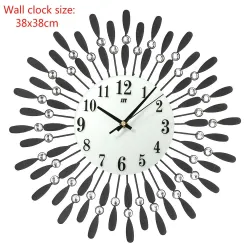 Moderne wandklok - zonvorm - met kristallen decoratie - 38 * 38cmKlokken