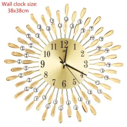 Moderne wandklok - zonvorm - met kristallen decoratie - 38 * 38cmKlokken