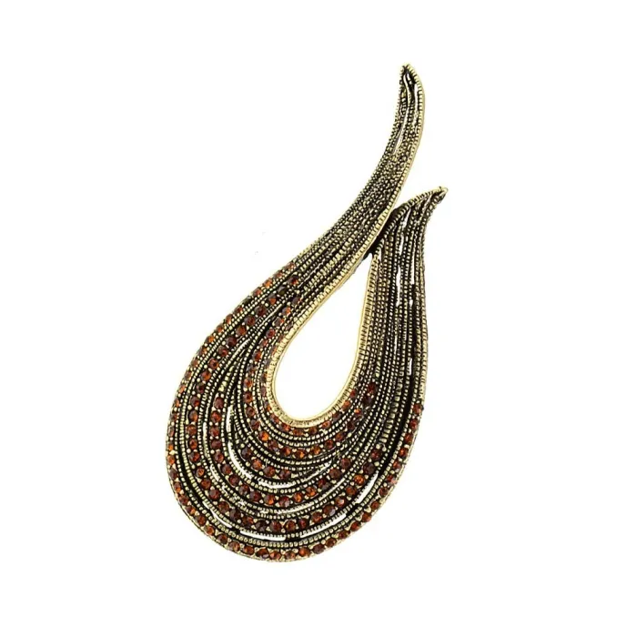 U-shaped brooch - with crystal decorations