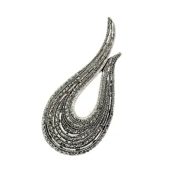U-shaped brooch - with crystal decorations