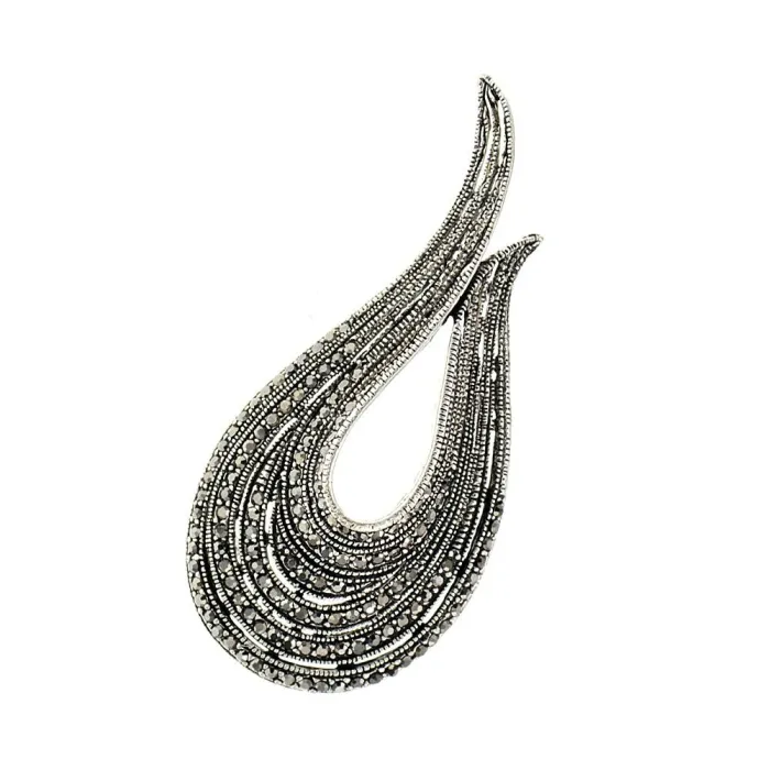 U-shaped brooch - with crystal decorations