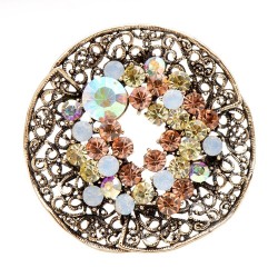 Vintage rhinestone round brooche -  luxury gift for someone special