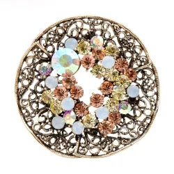 Vintage runde Brosche - mit Kristallen