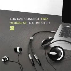Rozdzielacz słuchawkowy - kabel AUX - jack 3,5 mm - męski do 2 żeński - do PC / MP3Kable