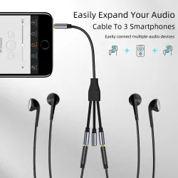 DivisorAudio splitter - 3 female to 1 male - 3.5mm jack - iPhone / Samsung / MP3 player