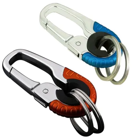 Carabiner hook - metal buckle - with double keyring