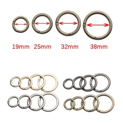 Spring O-ring buckle - round push trigger - hook - carabiner - 19mm - 25mm - 32mm - 38mm