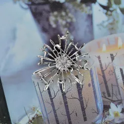 Stylish flower brooch - with glass crystals