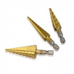 HSS step drill bit set - for wood / metal - 3-12mm / 4-12mm / 4-20mm 3 pieces