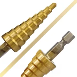 Zestaw wierteł stopniowych HSS - do drewna / metalu - 3-12mm / 4-12mm / 4-20mm 3 sztukiBity i wiertła
