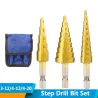 Zestaw wierteł stopniowych HSS - do drewna / metalu - 3-12mm / 4-12mm / 4-20mm 3 sztukiBity i wiertła