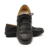 Pleated leather flat shoes