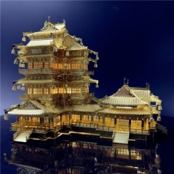 Oud Chinees herenhuis - 3D metalen puzzel - met LED-lichtMetalen