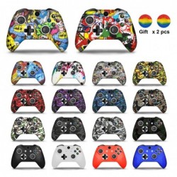 Silicone protective case cover - for Xbox One Slim controller - with 2 grips caps