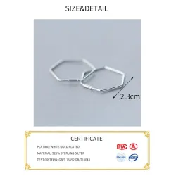 Kolczyki pentagon - geometryczna hiperbola - srebro próby 925Kolczyki