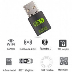 USB 2.0 - Wifi receiver - adapter with Bluetooth - 600Mbps 2.4G 5G