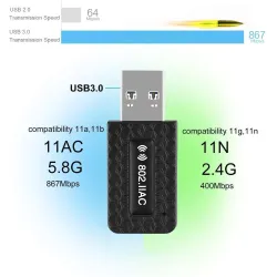 WiFi-ontvanger - adapter - USB 3.0 - 5GHz - 300 mbps / 1300 mbpsNetwerk