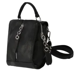MochilasLeather backpack - shoulder bag - with multi straps
