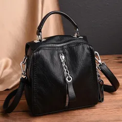 MochilasLeather backpack - shoulder bag - with multi straps