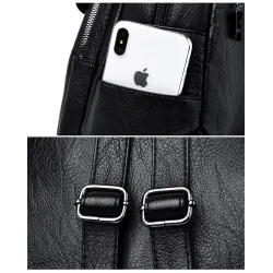 Lederrucksack - mit Handschlaufe / Reißverschlüssen