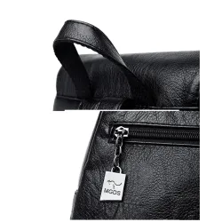 MochilasLeather backpack - with hand strap / front zipper