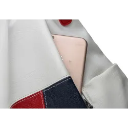 Leather backpack - shoulder bag - with openable back pocket