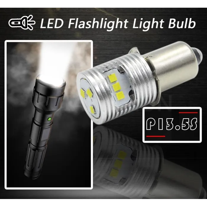 P13.5S / E10 - LED-lamppu - 6000K valkoinen - taskulampulle - 2 kpl