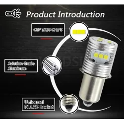 P13.5S / E10 - LED-lamppu - 6000K valkoinen - taskulampulle - 2 kpl
