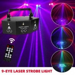 Lámpara discoteca 9 ojos - RGB - DMX - LED - Proyector de luz - láser - mando a distancia - para discoteca / bares