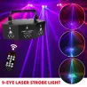 Lampe disco 9 faisceaux - RGB - DMX - LED - projecteur de lumière - laser - télécommande - pour disco / bars