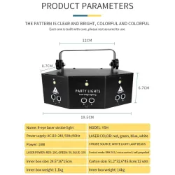 9-strålars discolampa - RGB - DMX - LED - ljusprojektor - laser - fjärrkontroll - för disco / barer