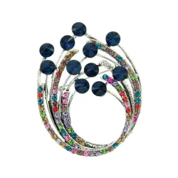 Vintage flower brooch - with colorful crystals