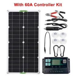 Zestaw panelu słonecznego - ładowarka baterii - podwójny USB - 250W - z kontrolerem - do samochodu / jachtu / smartfonówPanel...