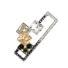 Vintage geometric crystal brooch