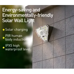 Lampa solarna LED - kinkiet zewnętrzny - czujnik ruchu PIR - wodoodpornyOświetlenia słonecznego