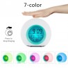 Round LED alarm clock - colorful glowing backlight - thermometer - calendar - date