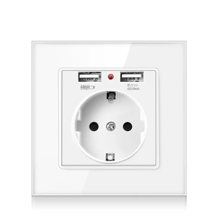 Electrical power socket - glass panel - designer